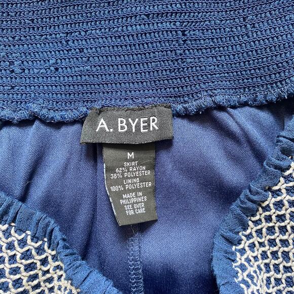 A Byer Blue Asymmetrical Pull-on Midi Bohemian Festival Skirt SZ M Flowy Fairy - Picture 3 of 7